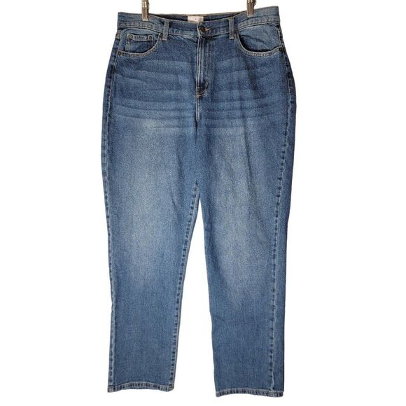 90s Curvy High Rise Straight Jeans Womens 14 Pockets Med Wash Retro - Picture 1 of 9